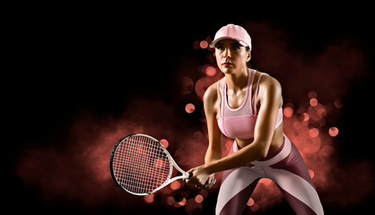 Female tennis player. Sports banner