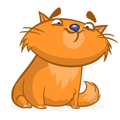 Cute and funny cartoon cat. Vector illustration