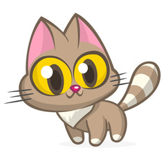 Cute and funny cartoon cat. Vector illustration