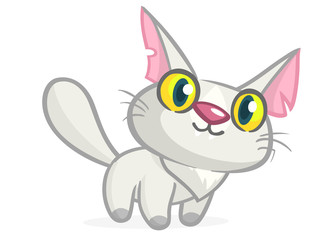 Cute and funny cartoon cat. Vector illustration