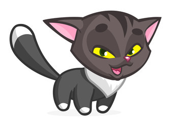 Cute and funny cartoon cat. Vector illustration