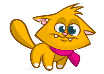 Cute and funny cartoon cat. Vector illustration