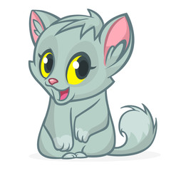 Fototapeta na wymiar Cute and funny cartoon cat. Vector illustration