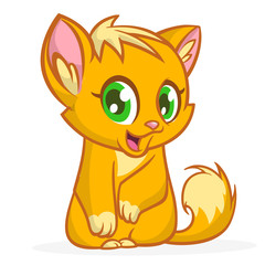 Cute and funny cartoon cat. Vector illustration