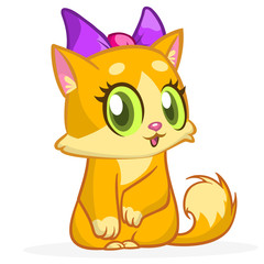 Cute and funny cartoon cat. Vector illustration