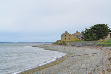 Beach and constructions in San Gregorio bay - Chile