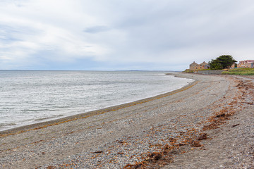 Beach and constructions in San Gregorio bay - Chile