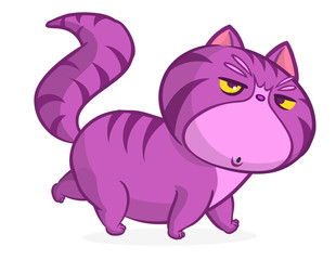 Cute and funny cartoon cat. Vector illustration