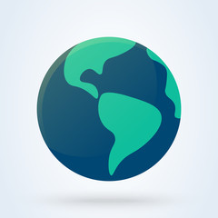 Globe Flat design. Globe Earth isolated on white background. Vector illustration