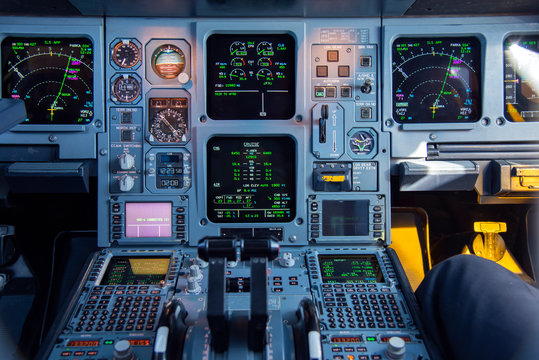 Cockpit view of an airplane in flight