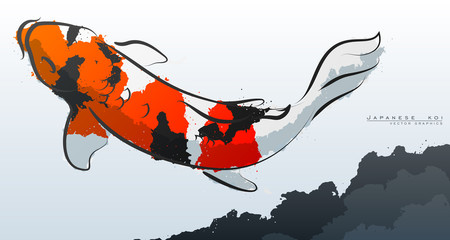 Japanese koi. Vector illustration. Compound paths with gradients for easy color change.