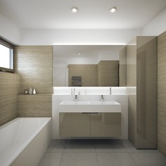 Fototapeta na wymiar Modern bathroom interior rendering