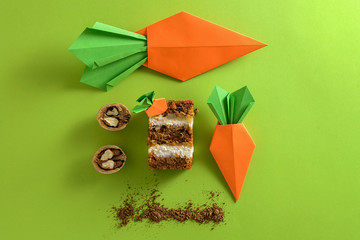 carrot cake slice with papercraft carrot