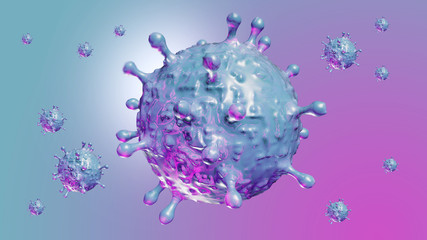 Coronavirus COVID 19 3D Illustration with Protein Spikes. Sars COV2 Coronavirus Disease 3D Rendering View.