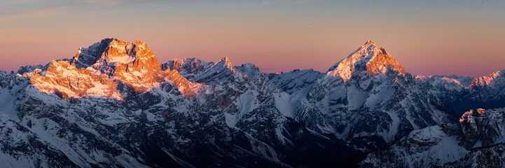 Sunset in the Italian Dolomites at Rifugio Lagazuoi