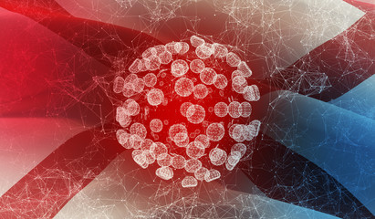 Medical virus molecular concept with flag of the states of USA. State of Alabama flag. 3D illustration.