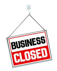 Illustration of a hanging sign saying "BUSINESS CLOSED"