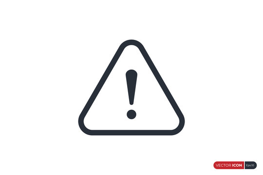 Alert Sign, Warning and Exclamation Icon with Triangle Rounded Line Border outside. Flat Vector Icon Design Template Element.