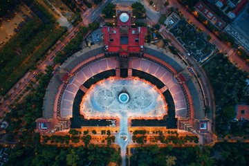 Seville Plaza de Espana aerial view - obrazy, fototapety, plakaty