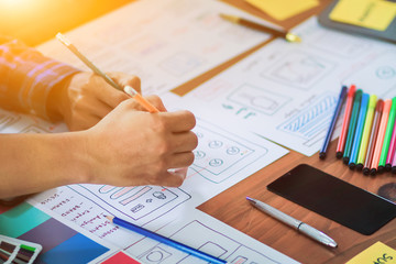 Soft Focus and Blur,A group of web designers are working together to develop a mobile responsive...