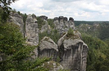 Fototapeta na wymiar view of the bastei mountains in germany