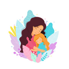 Mothers day concept.Flat style. Vector illustrartion.Mother and daughter