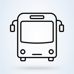 Front Bus tour transport line icon. Classic style bus. illustration