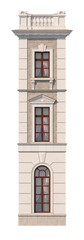 Obraz premium Facade of a three-story classic house with windows. 3D rendering