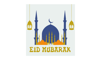 Eid Mubarak Eid Al Fitr Holy Day for Muslim People. Vector Illustration.  poster, banner, campaign, and greeting card caligraphy meaning Eid Greeting