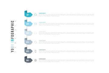 Infographics design vector and marketing icons with 6 options, steps or processes. Can be used for annual report, flow charts, diagram, presentations, web sites