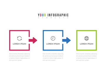 Vector infographic template with three steps or 3 options. Business concept design can be used for presentation, web, brochure, diagram.