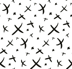 Abstract vector seamless pattern on white background. Print with crosses for wallpapers, covers, wrapping paper, web, backgronds.