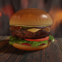 3d rendered illustration of hamburger