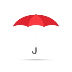 Red umbrella icon, red umbrella on a white background with shadow, vestor illustration.