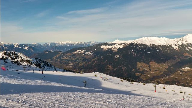 Ski Resort Hochzillertal in Austria. Timelapse
