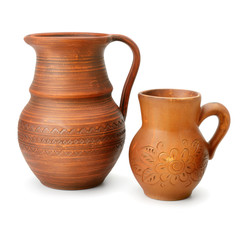 Clay jugs Isolated on a white background.