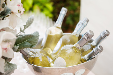 Chilled low-alcoholic beverages are cooled before the party
