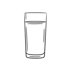 Glass with milk sketch. Hand drawn farm illustration.