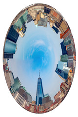 new york city skyline round panorama isolated on white