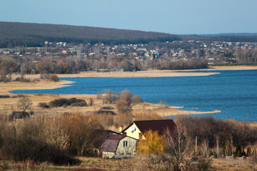 Pechenihy Reservoir near Verkhniy Saltiv village in Kharkov oblast, Eastern Ukraine. It was built to supply water to the city of Kharkiv.