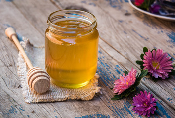 flower honey in a jar