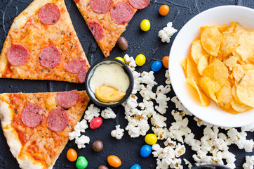 Fast food and unhealthy eating concept