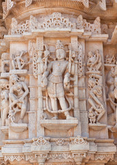 Obraz premium Bas-relief of famous Neminath Jain temple in Ranakpur, Rajasthan state of India