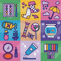 Fun Icon Set - Vector Art Collection - Flat Design 02