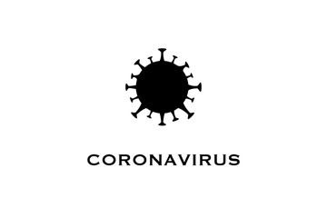 Coronavirus cell COVID-19 vector icon logo black isolated on white background dangerous Chinese flu bacteria 2019-nCoV 