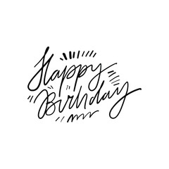 Birthday card illustration. Hand lettering for your design