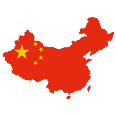 China map on white background with clipping path
