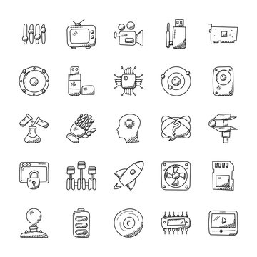 Collection of Technology doodle icons