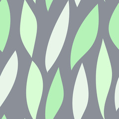 Seamless repeating pattern with abstract shapes of green and light green leaves on a brown background. Modern and stylish textiles, gift packaging, wall art, packaging and branding design.