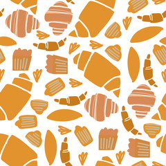 Croissant seamless pattern. Modern backery background for your design